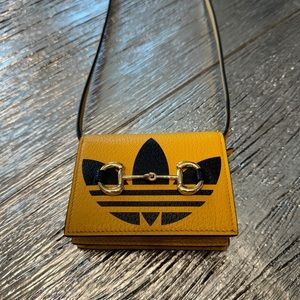 Gucci x Adidas Horsebit Card Case Bifold Wallet with strap